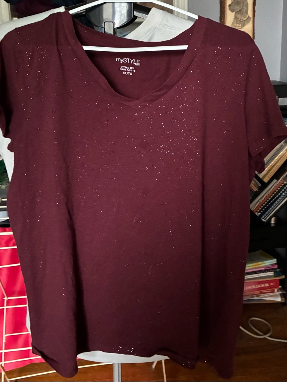 Women's Sparkle Short Sleeve Tee - Burgundy